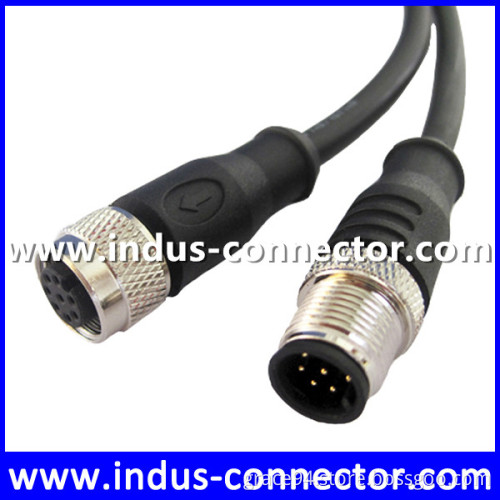 M12 8 poles male to female straight pur jacket A code cable overmould shielded sensor connector
